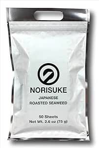Norisuke Roasted Seaweed for a hand-rolled sushi half cut 50 sheets,Product of Japan highest grade in Japan